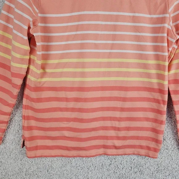 LL Bean Rugby Henley Coral Pink Long Sleeve Shirt Womens Medium Preppy Retro - Picture 15 of 16